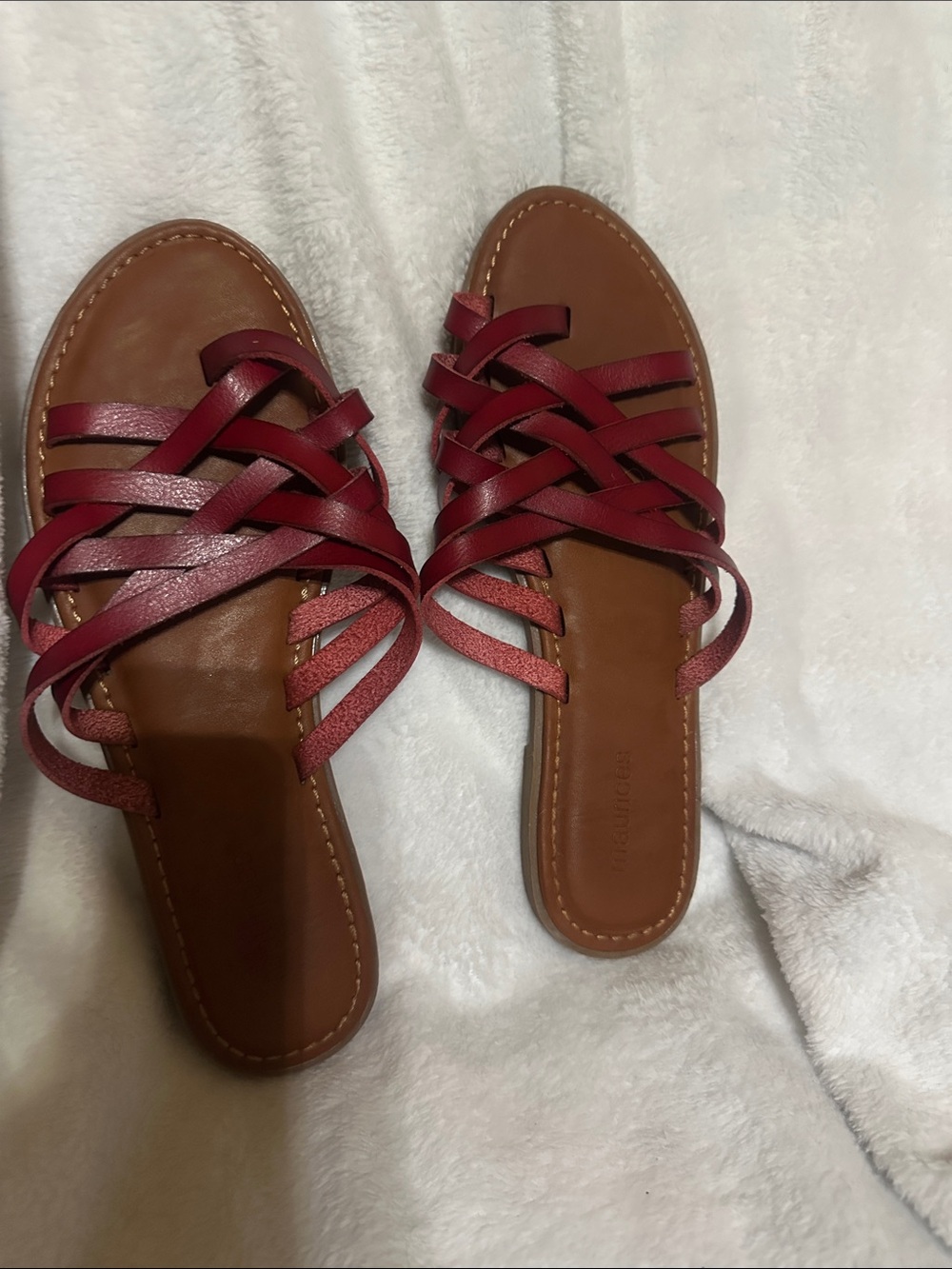 Maurices Burgundy Woven Slide Sandals